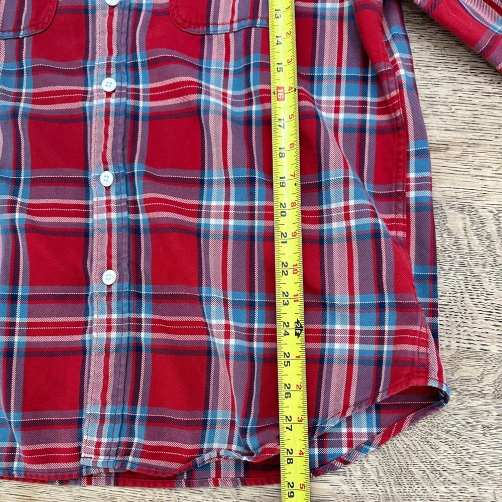 J. Crew Men's Red Midweight Flannel Plaid Shirt Large - Picture 10 of 14